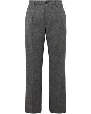 Portuguese Flannel Pleated Wool Trousers - Grey