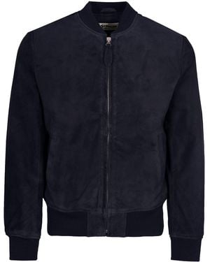 Schott Nyc Suede Bomber Jacket - Blue