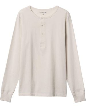 Merz B. Schwanen 2M06 Vintage Machine Refined Classic Fit Long Sleeve Henley - White