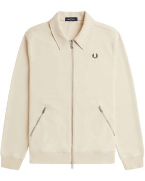 Fred Perry Jersey Zip-Through Sweatshirt - Natural