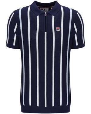 Fila Giorgio Crochet Patchwork Knitted Polo Shirt - Blue