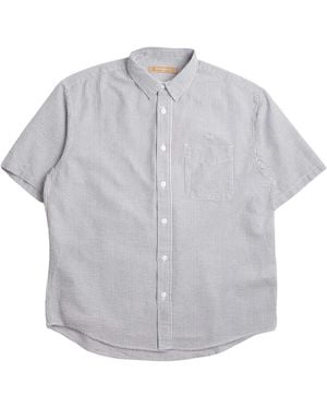 FRIZMWORKS Og Stripe Seersucker Half Shirt - Grey
