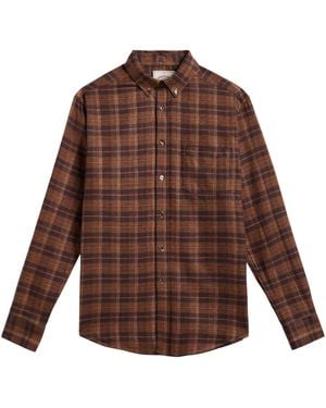 Portuguese Flannel Trigo Plaid Flannel Shirt - Brown