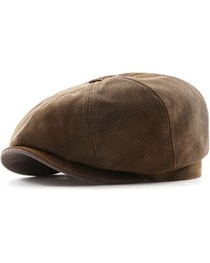 Stetson Hatteras Burney Leather Newsboy Cap 268301 6 - Brown