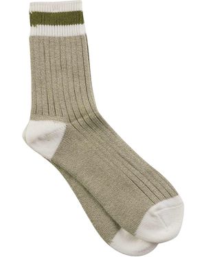 Anonymous Ism Tuck Cuff Stripes Crew Socks - Grey