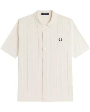 Fred Perry Tonal Vertical Stripe Shirt - White