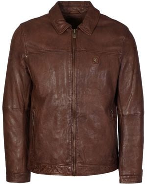 Gabicci Gabicci Harrington Leather Jacket - Brown