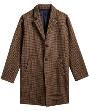 Portuguese Flannel Pied Poule Overcoat - Brown