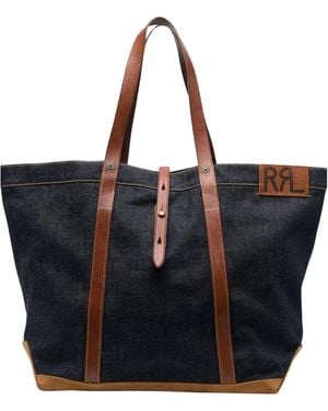 RRL Leather-Trim Denim Tote - Black