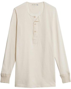 Merz B. Schwanen Button Facing Long Sleeve T-Shirt - White