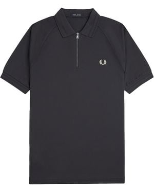 Fred Perry Zip Neck Polo Shirt - Black