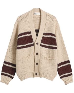 Universal Works Langdale Cardigan Chunky Knit Stripe - Natural