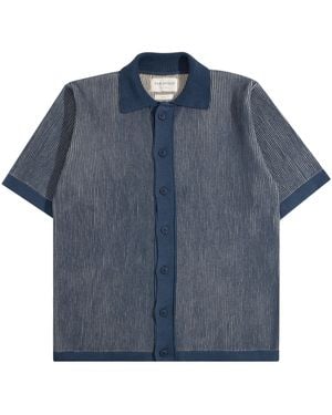 Far Afield Velzy Helio Stripe Knit Shirt - Blue