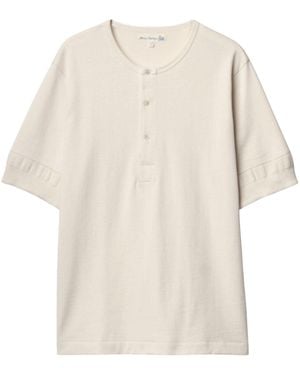 Merz B. Schwanen 207 Loopwheeled Classic Fit Midweight Short Sleeve Henley - Natural