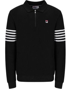 Fila Luis 1/4 Zip Long Sleeve Polo - Black