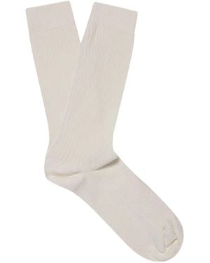 Sunspel Cotton Ribbed Socks - White