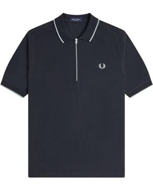 Fred Perry Crepe Pique Polo Shirt - Blue