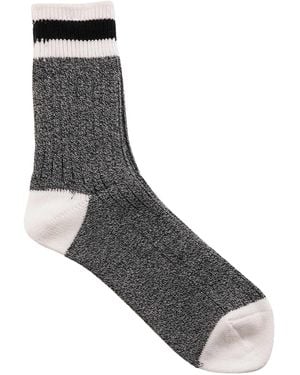 Anonymous Ism Tuck Cuff Stripes Crew Socks - Grey