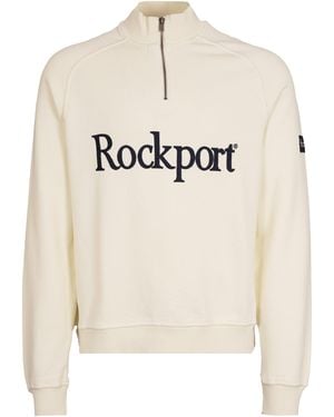 Rockport Archive Boston 1/4 Zip Front Logo Sweat - White