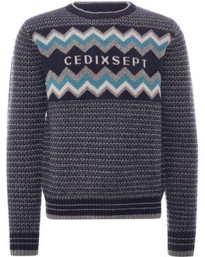 C17 Jeans Script Peaks Knitted Sweatshirt - Blue