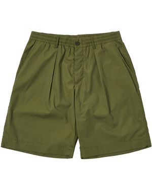 Universal Works Recycled Polyester Tech Pleated Track Shorts - Green