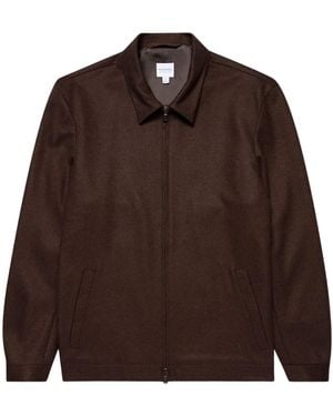 Sunspel Boiled Wool Zip Jacket - Brown