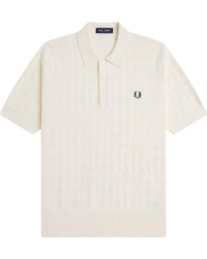 Fred Perry Pointelle Knitted Shirt - White
