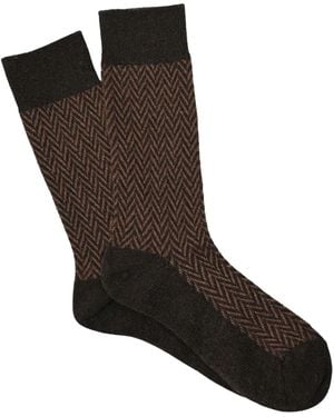 Anonymous Ism Wool Herringbone Crew Socks - Black
