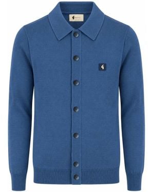 Gabicci Azima Long Sleeve Plain Knit Button Thru - Blue