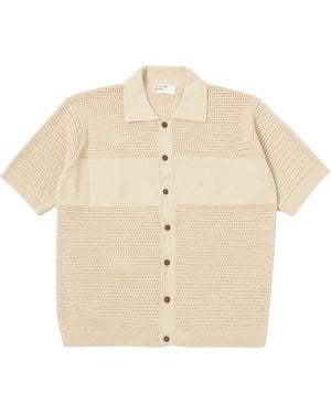 Universal Works Short Sleeve Knit Polo Shirt - Natural