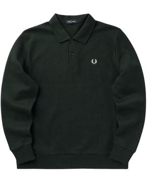 Fred Perry Pique Collared Sweatshirt - Green