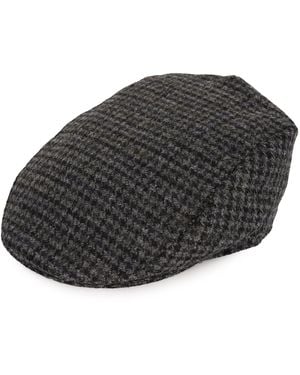 Dents Moon Dogtooth Flat Cap - Grey