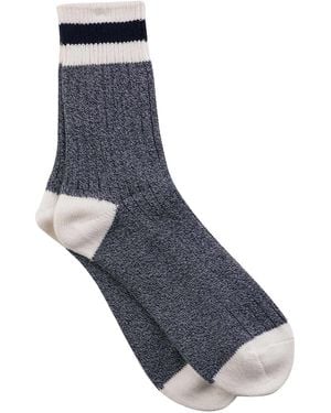 Anonymous Ism Tuck Cuff Stripes Crew Socks - Blue