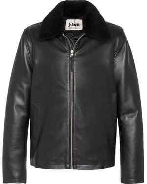 Schott Nyc Schott Casual Lambskin Leather Jacket - Black