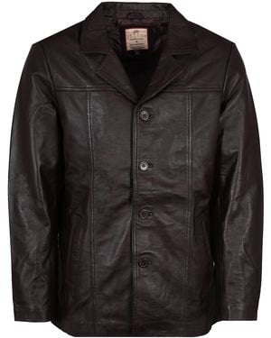 real hoxton Leather Reefer Jacket - Black