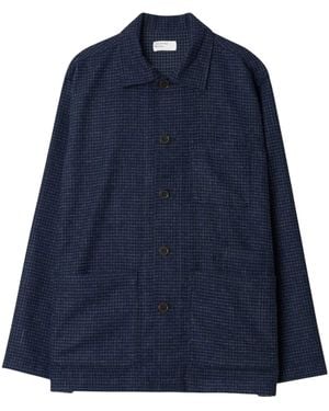 Universal Works Bobby Wool Mix Bakers Overshirt - Blue