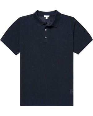 Sunspel Mesh Polo - Blue