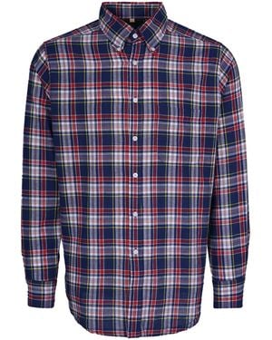 Stuarts London Madras Classics Long Sleeved Shirt - Blue