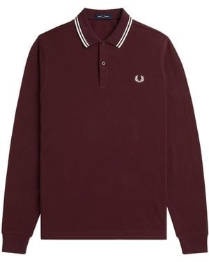 Fred Perry M3636 Twin Tipped Long Sleeve Polo Shirt - Red
