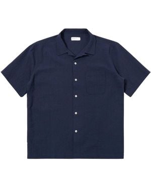 Universal Works Seersucker Road Shirt - Blue