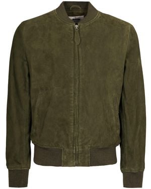 Schott Nyc Suede Bomber Jacket - Green