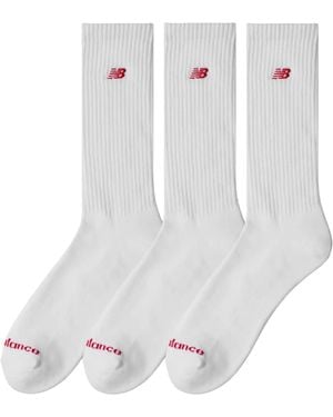 New Balance Patch Logo Crew Socks 3 Pack - White