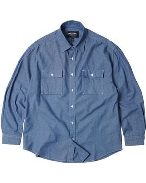 FRIZMWORKS Cigarette Pocket Chambray Shirt - Blue