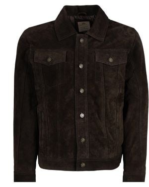 real hoxton Suede Trucker Jacket - Black