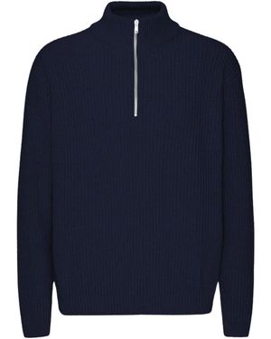 COLORFUL STANDARD Merino Quarter Zip - Blue