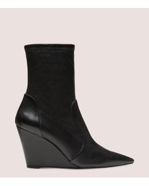 Stuart Weitzman Stuart Wedge 85 Sock Bootie - Black