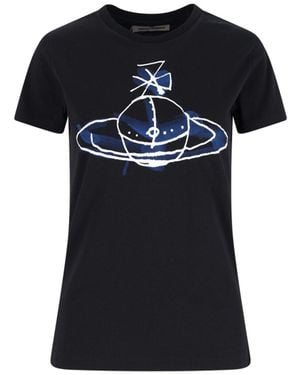 Vivienne Westwood Classic T-Shirt With Iconic Orb Print - Black