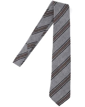 Cesare Attolini Striped Tie - Gray