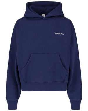 Sporty & Rich Felpa Cappuccio Logo - Blu