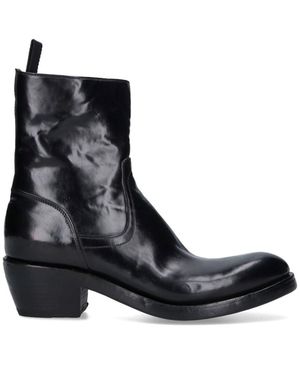 Premiata Calf Leather Ankle Boots With Side Zip Closure And Raised Stitching - Black